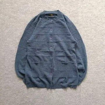 캐시미어 100% 가디건 라이트 블루 크루넥 레트로 클래식