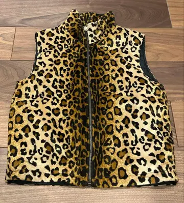 구제 의류 레오파드 무늬 베스트 다운 베스트 리버서블