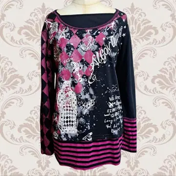 ALGONQUINS 상의 풀오버 긴팔 블랙 스컬 펑크 고딕