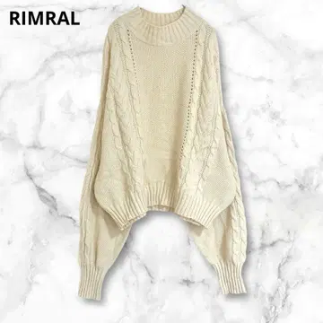 라미랄 케이블 짜임 스웨터 긴팔 니트 아이보리 XL 루즈핏 가을/겨울