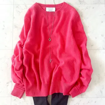 새상품급 그린 라벨 릴랙싱 오크 100% 니트 크루넥 핑크