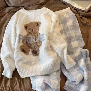 테디베어 프린트 룸웨어 세트