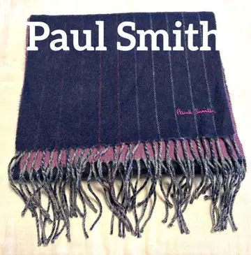 Paul Smith 다크 네이비 스트라이프 캐시미어 머플러