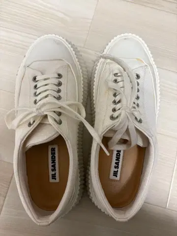 질 샌더 화이트 가죽 플랫폼 스니커즈 37