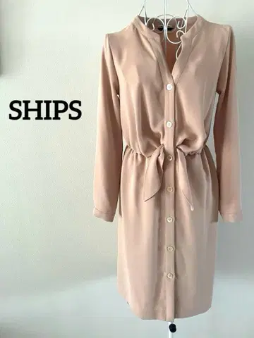 [ SHIPS ] 셔츠 원피스 긴팔 깔끔한 베이지 S