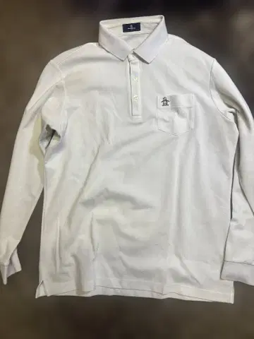 Munsingwear 화이트 긴팔 피케 셔츠