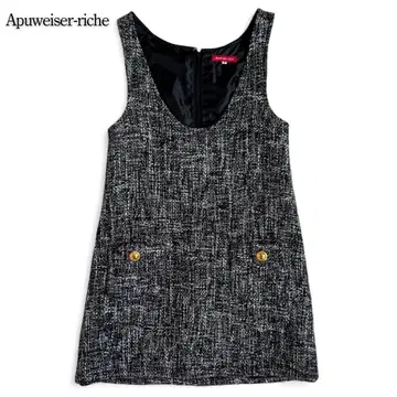 아푸와이저 리셰 오버롤 스커트 원피스 트위드 울 골드 버튼