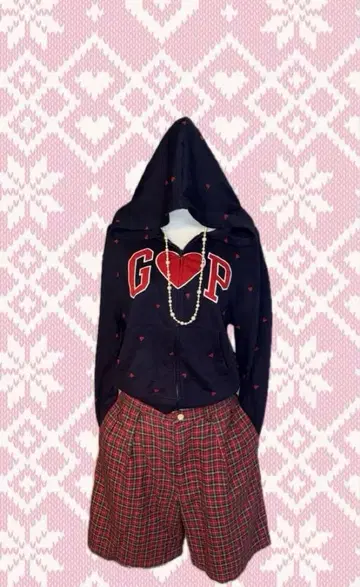 GAP 하트 무늬 후드 부착 후드티 해외 걸