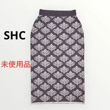 미사용품 택 포함 SHC 자카드 무늬 니트 타이트 스커트 롱 M