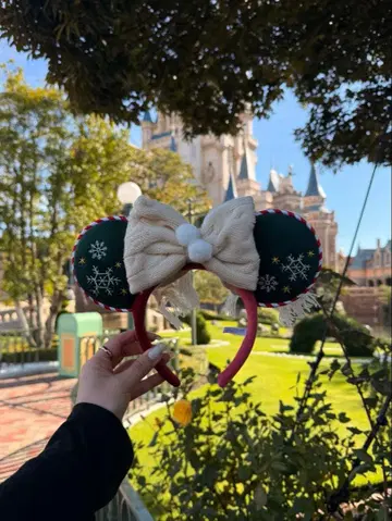 디즈니 머리띠 그린 컬러 귀 크리스마스