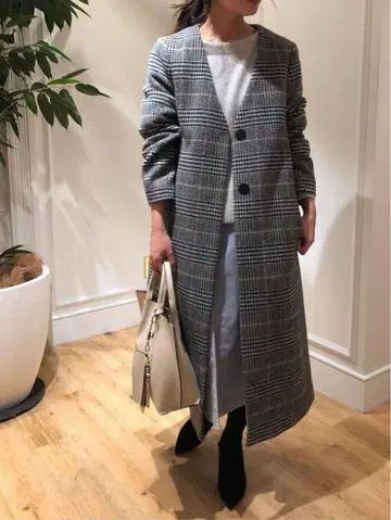 BABYLONE 바빌론 글렌체크 노카라 코트