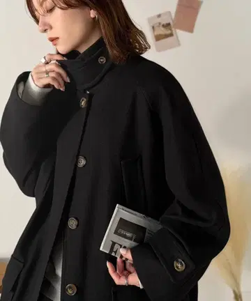 롱 기장 히요쿠 스텐카라 코트 오버 사이즈