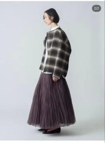 ebure 시어 오간자 플리츠 스커트