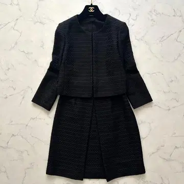 ANAYI 셋업 36 노카라 자켓 스커트 블랙 포멀