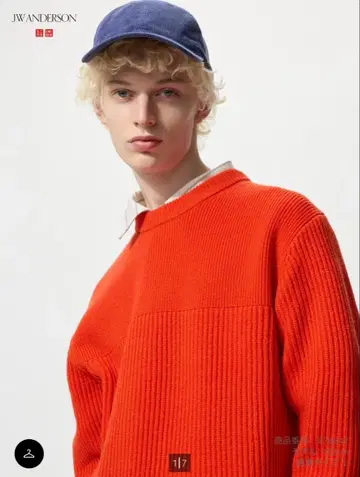 택 포함 새상품 JWA 리브 크루넥 스웨터 유니클로 XS 오렌지