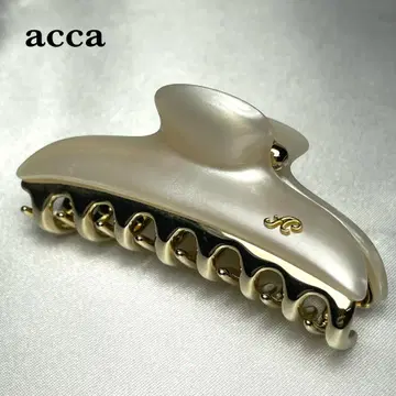 acca 헤어 클립 미들 펄 화이트 베이지 & 골드