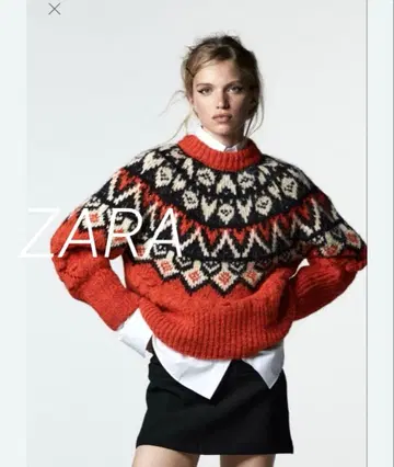ZARA 노르딕 니트 S 오렌지