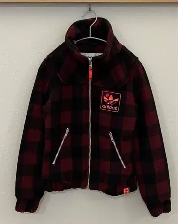 adidas 아디다스 블루종 점퍼 아우터 체크 무늬 빨간색