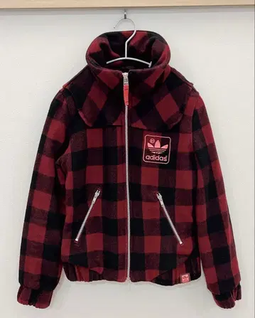 adidas 아디다스 블루종 점퍼 아우터 체크 무늬 빨간색