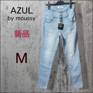 새상품 [ AZUL BY MOUSSY ] 하이웨스트 버튼 스키니 데님 M