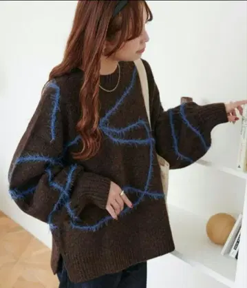 [ 미개봉 새상품 ] Discoat 멜란지얀 선 패턴 풀오버