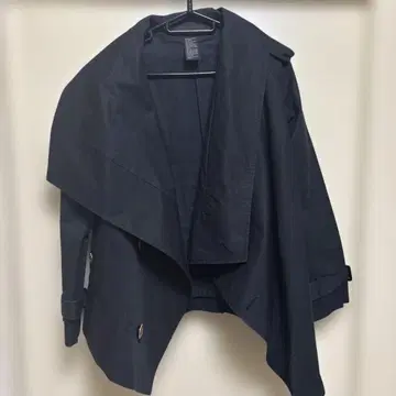 블랙 비대칭 트렌치코트