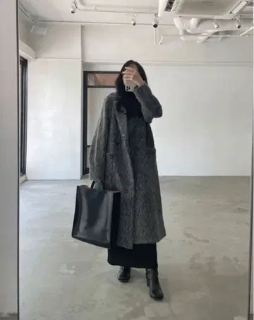 nairo 샤기 체스터 코트 블랙 M