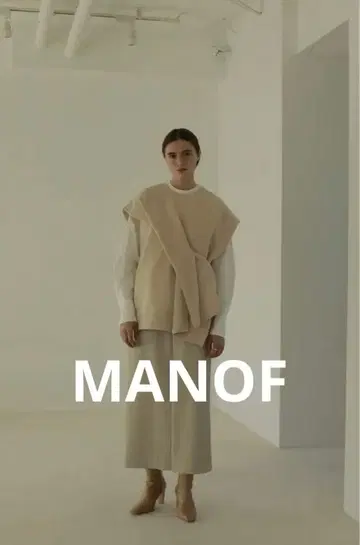 MANOF 비대칭 디자인 니트 베스트 3way 베이지