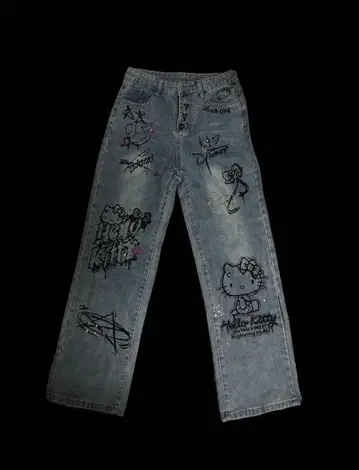헬로키티 y2k 팬츠 데님 그런지 opium 헤이세이 갸루