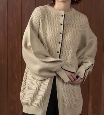 lawgy 바이컬러 라인 니트 가디건