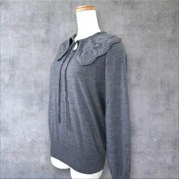 새상품급 슬로브 이에나 울 혼방 DIVE 카라 부착 니트 풀오버