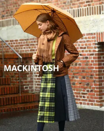 매킨토시 타탄 체크 퀼트 스커트 울 비대칭