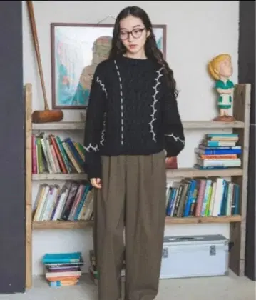 니코앤드 체크 트윌 팬츠 브라운 체크 L