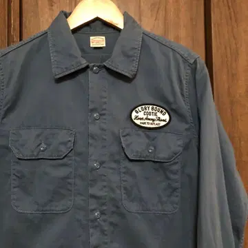 COOTIE 워크 셔츠 M 파랑 와펜 자수
