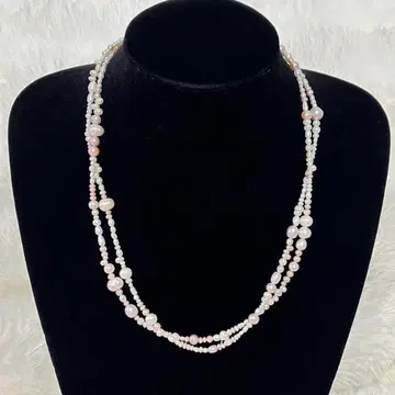 펄 목걸이 화이트 핑크 silver 각인