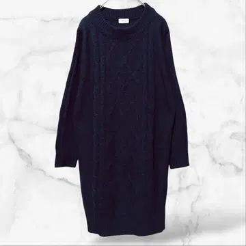 [ maca ] 니트 원피스 네이비 케이블 짜임 (M) 여성용 가을/겨울