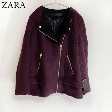 ZARA 오버 사이즈 노카라 라이더 자켓 와인 택 포함