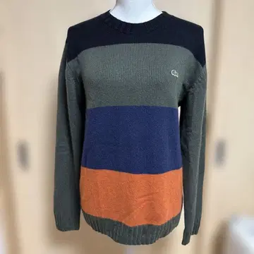 LACOSTE 멀티 컬러 크루 니트 (올리브)