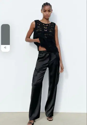 새틴 카고 팬츠 슬랙스 블랙 ZARA