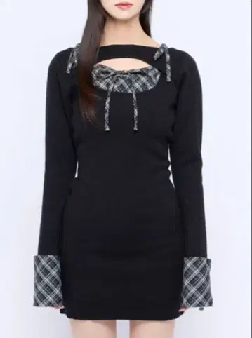 bubbles 오픈 리본 체크 원피스 M