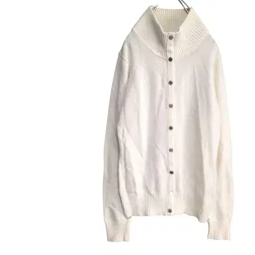 [ 퀸즈 코트 ] 하이넥 니트 가디건 아이보리 워셔블 M