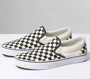 [ 새상품급 ] Vans 블랙&화이트 체커보드 슬립온 23cm