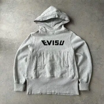 EVISU 에비수 후드티 풀오버 로고 그레이