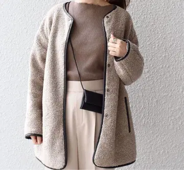 SHIPS 쉽스 보아 노카라 코트 베이지