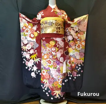 [ 특가 ] 도서 후리소데 지문 들어간 왕도의 빨간색 후쿠로 오비