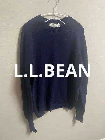 엘엘빈 쿨넥 울 니트 네이비 아일랜드제