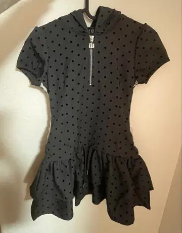 andwang double frill mini dress gray dot