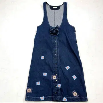 레어 핑크하우스 데님 원피스 빈티지 패치워크 오버롤 스커트