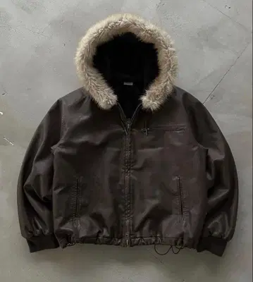 wish for ever 퍼 자켓 브라운