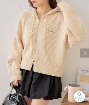 Chico 후드 리브 니트 아우터